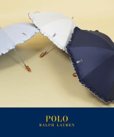 MOONBAT 【WEB限定】POLO RALPH LAUREN（ポロ ラルフローレン）晴雨兼用日傘 長傘 ワンポイントベア刺繍 フリル 一級遮光 遮熱 UV