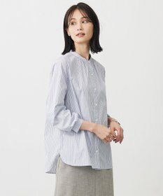 J.PRESS LADIES BEZ ドビーストライプ バンドカラー ブラウス