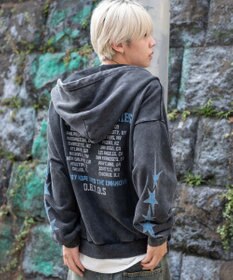 WEGO 【ユニセックス着用ITEM/MLサイズ展開】パウダーブリーチグラフィックZIPパーカー