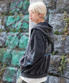 WEGO 【ユニセックス着用ITEM/MLサイズ展開】パウダーブリーチグラフィックZIPパーカー