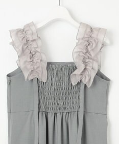 Feroux 【洗える】フリルショルダー サロペット