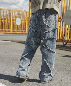 WEGO ダーツフリンジデニムパンツ