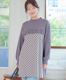 Tiaclasse L 【洗える】ジャカードフリルチュニック