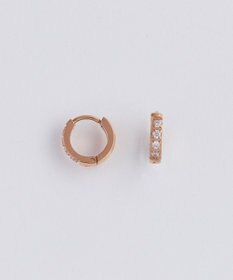 Phoebe 【金属アレルギー対応】ワンタッチビジューフープミニピアス　ローズゴールド/サージカルステンレス