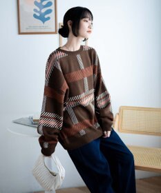 WEGO ルーズフィット総柄プルオーバー