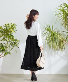 Tiaclasse L 【洗える】花柄レースマーメイドスカート