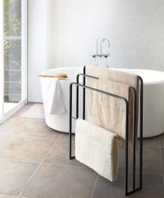 tower 横から掛けられるバスタオルハンガー 3連 タワー ブラック