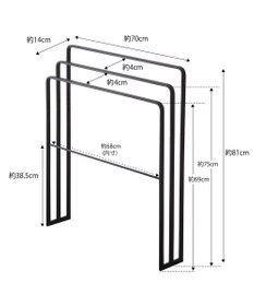 tower 横から掛けられるバスタオルハンガー 3連 タワー ブラック