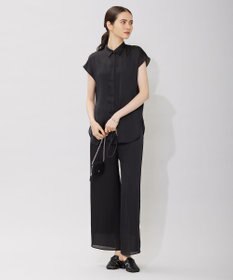 ICB 【接触冷感・洗える】サテンヨウリュウ フレンチスリーブシャツ