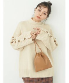 earth music&ecology 袖ボタンニットプルオーバー