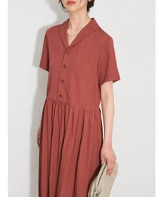 Green Parks ローウエスト切替開襟シャツワンピース