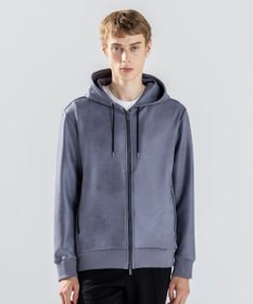 JOSEPH HOMME 新素材【ストレッチ/光沢感】レザーライクジャージーコンビ　フーディー