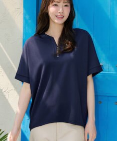 Tiaclasse パール付きキーネックトップス