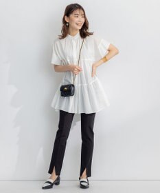 組曲 【洗える】ナチュラルローンギャザーフレア ブラウス