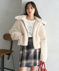 earth music&ecology リバーシブルフェイクムートンショートブルゾン