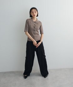 Green Parks ポロ襟5分袖リブニット