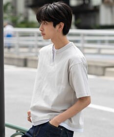WEGO 【ユニセックス着用ITEM/MLサイズ展開】フェイクレイヤードキーネックT（SS）