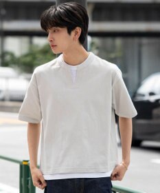 WEGO 【ユニセックス着用ITEM/MLサイズ展開】フェイクレイヤードキーネックT（SS）