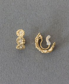 Phoebe 【痛くないシリーズ/金属アレルギー対応】マーガレットフラワーフープライトフィットイヤリング　ゴールド