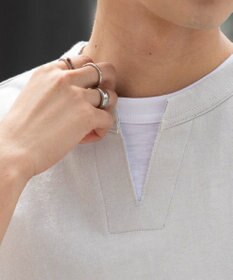 WEGO 【ユニセックス着用ITEM/MLサイズ展開】フェイクレイヤードキーネックT（SS）