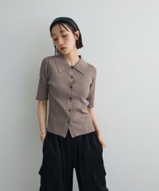 Green Parks ポロ襟5分袖リブニット