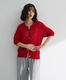 Green Parks スキッパー半袖ニットカーディガン