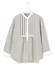 J.PRESS YORK STREET 【WOMEN】ピンタック バンドカラーストライプブラウス