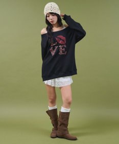 WEGO レオパードロゴオフショルSWT