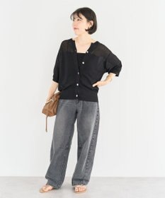 Green Parks スキッパー半袖ニットカーディガン