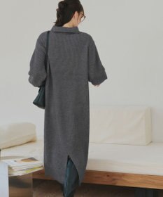 Tiaclasse 【洗える】ハーフジップリブニットワンピース