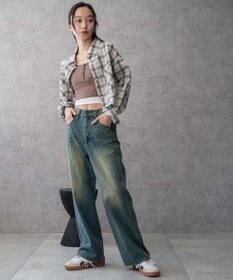 WEGO 【新色追加/美脚/XSSMLサイズ展開】ストレートデニムパンツ