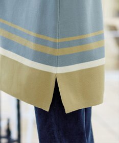 Tiaclasse L 【洗える】カラー配色ニットチュニック