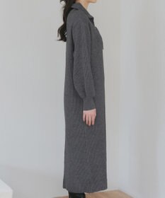 Tiaclasse 【洗える】ハーフジップリブニットワンピース