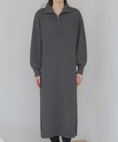 Tiaclasse 【洗える】ハーフジップリブニットワンピース