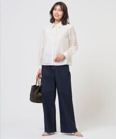 J.PRESS LADIES S ジオメトリックレース ブラウス