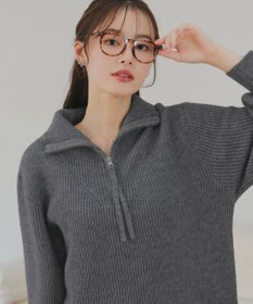 Tiaclasse 【洗える】ハーフジップリブニットワンピース