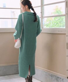 Tiaclasse 【洗える】ハーフジップリブニットワンピース