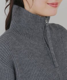 Tiaclasse 【洗える】ハーフジップリブニットワンピース