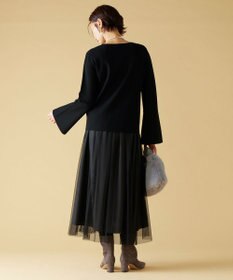 自由区 【セットアップ対応・洗える】レーヨンストレッチフレアスリーブ ニット