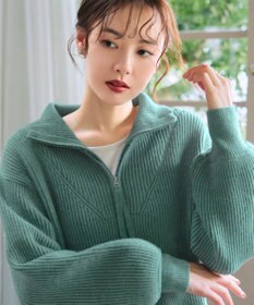 Tiaclasse 【洗える】ハーフジップリブニットワンピース