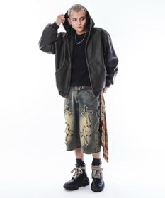 WEGO 【ユニセックス着用ITEM】PUフードブルゾン