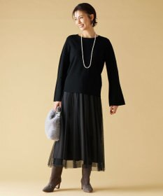 自由区 【セットアップ対応・洗える】レーヨンストレッチフレアスリーブ ニット