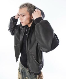 WEGO 【ユニセックス着用ITEM】PUフードブルゾン