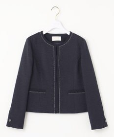 ANY SIS リップルボーダーストレッチ ノーカラージャケット