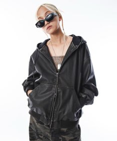 WEGO 【ユニセックス着用ITEM】PUフードブルゾン