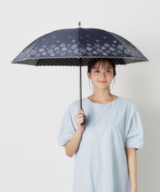 MOONBAT 【遮光率100％/遮熱/UV】LANVIN en Bleu (ランバン オン ブルー)晴雨兼用日傘 フラワーグリッター シルバースカラ刺繍 花柄 長傘