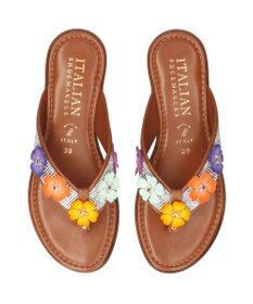INTER-CHAUSSURES 【ITALIAN SHOEMAKERS】ビジューストラップフラワートングサンダル