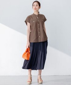 組曲 【洗える・涼感】シアーボイルバンドカラー ブラウス