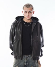 WEGO 【ユニセックス着用ITEM】PUフードブルゾン