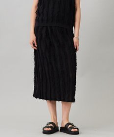 ICB 【洗える】カットジャガード ニットスカート ブラック系